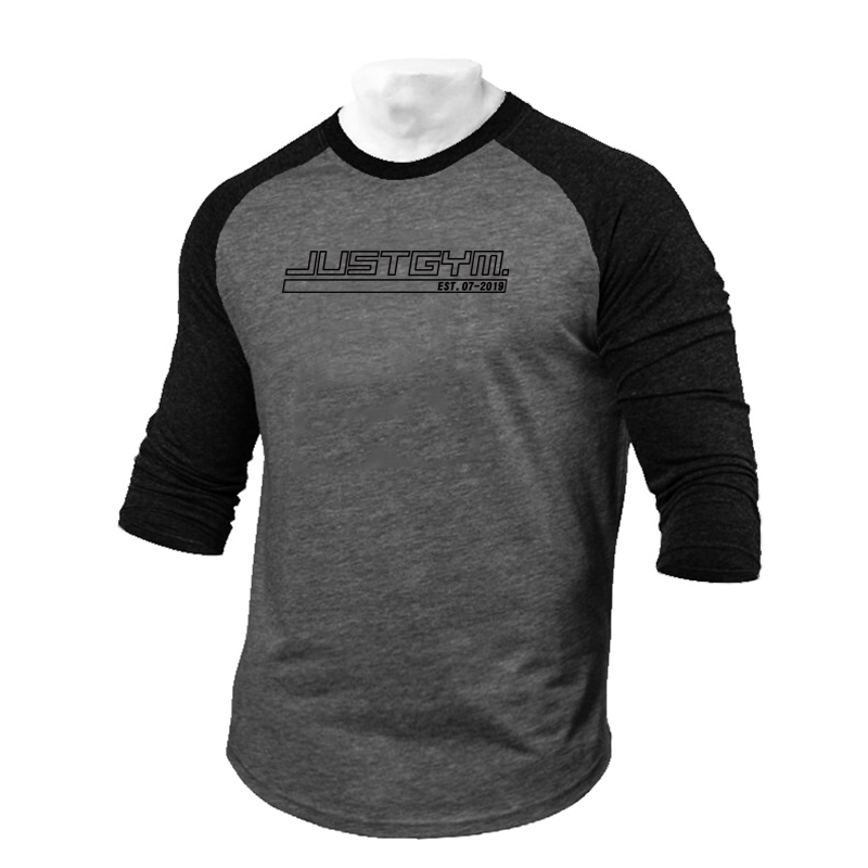 Outdoor Sport Clothing Brands - เสื้อออกกำลังกายแขนสามส่วนของผู้ชาย, เสื้อยืดวิ่งออกกำลังกายกลางแจ้งผ้าฝ้ายเสื้อเชิ้ตรัดรูปสีตัดกัน